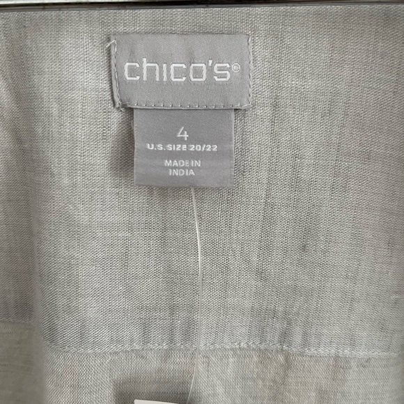 Chico's Linen Cotton Blend 3/4 Sleeve Maxi Shirt Fits Size 4 Fits 20/22 - Picture 7 of 8